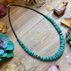 23” Ice Blue Turquoise Graduated Necklace – Sterling Silver & Hematite