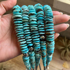 23” Ice Blue Turquoise Graduated Necklace – Sterling Silver & Hematite