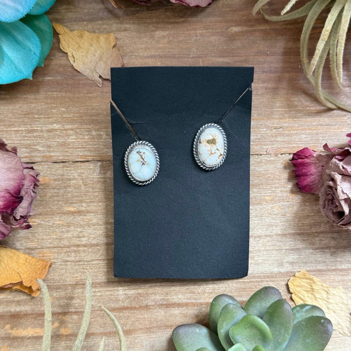 48 - Sterling Silver Dry Creek Turquoise Stud Earrings by Jason Ogg