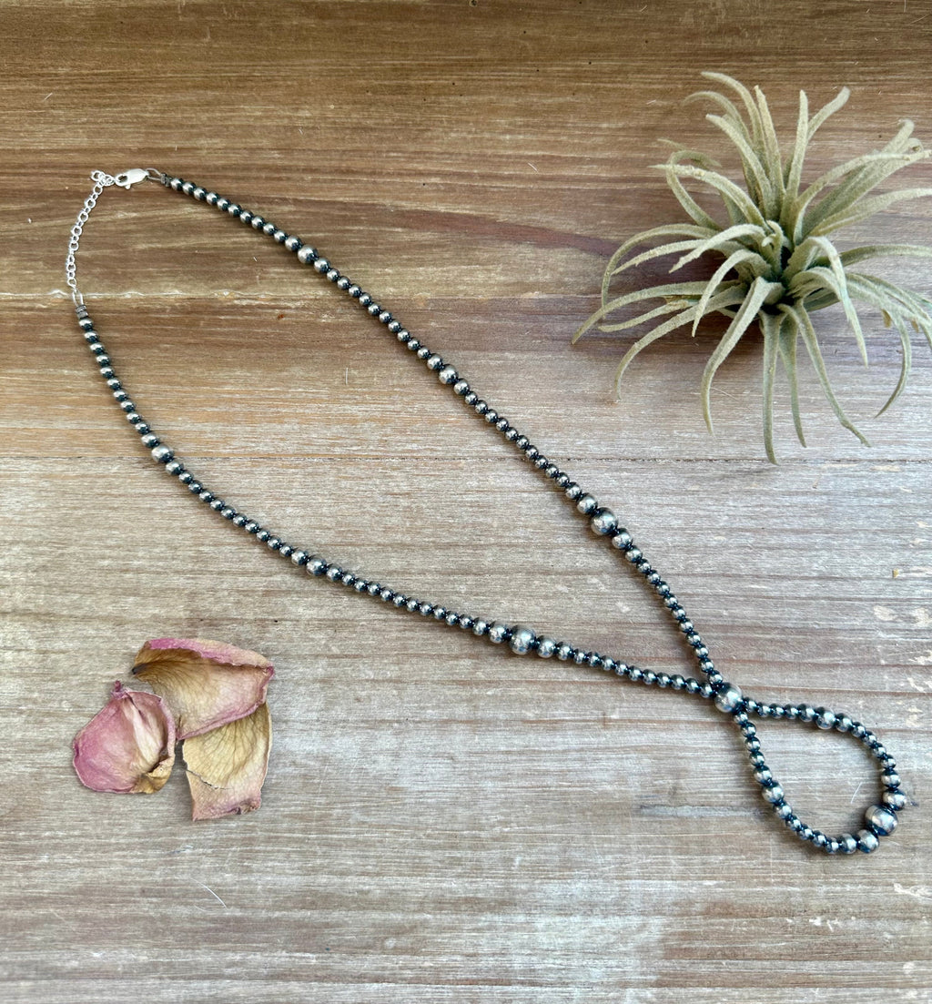 17 inch graduated Sterling Silver Pearls necklace hoop