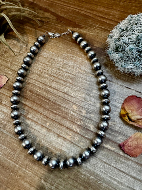 14 inch 10 mm and 10 mm Sterling Silver Pearls choker necklace