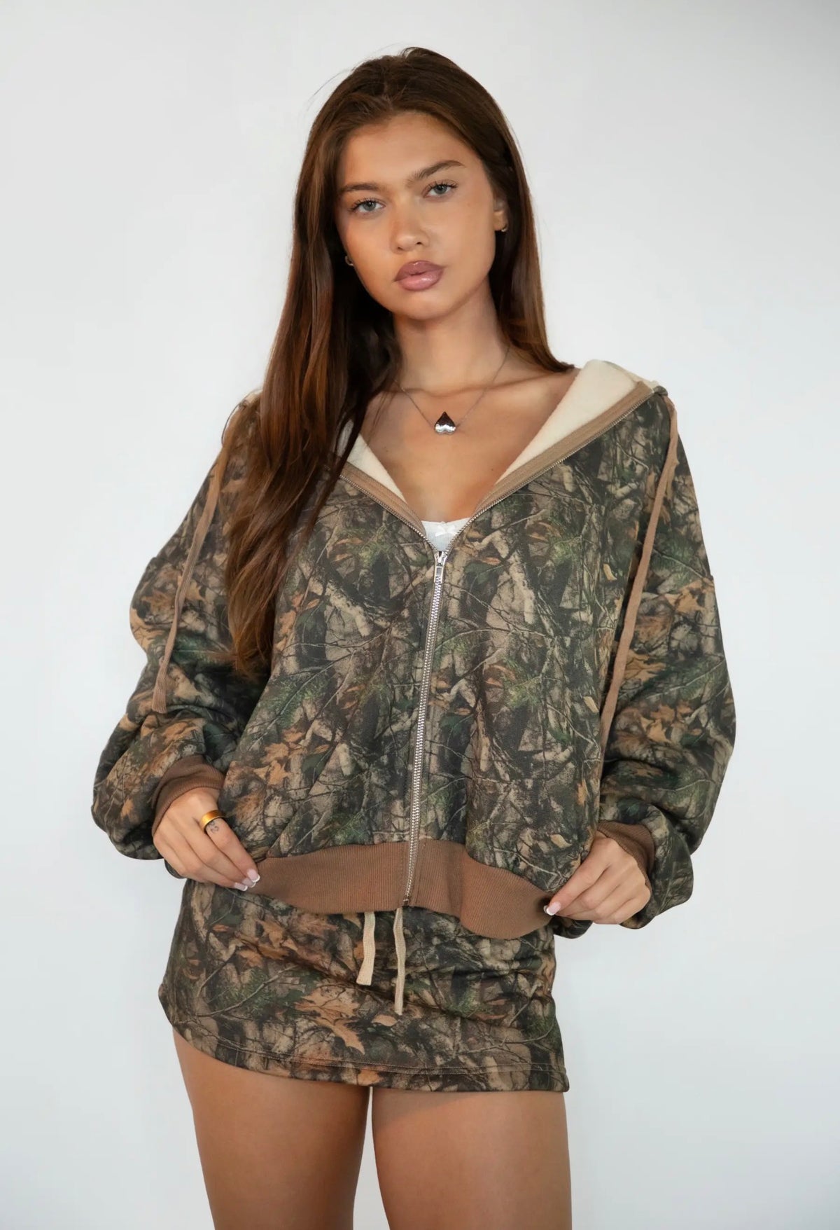 Woodland Camo Cloud Fleece Oversized Zipup Hoodie | Preorder Closing 10/25