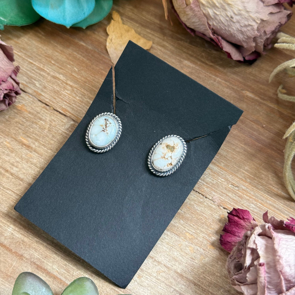 48 - Sterling Silver Dry Creek Turquoise Stud Earrings by Jason Ogg