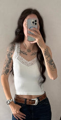 Lace Seamless Tank | White