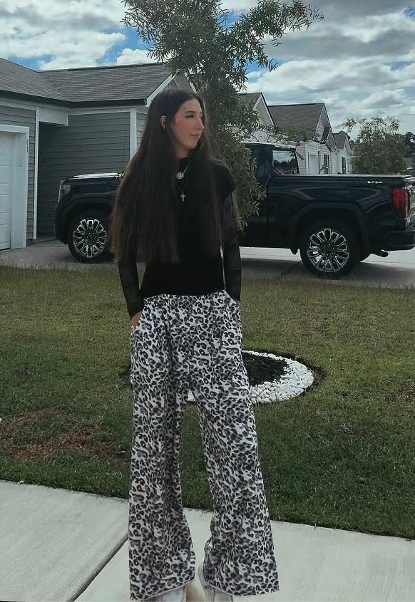 Leopard Wide Leg Pants