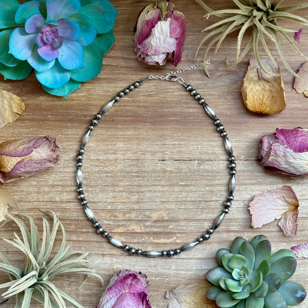 15” Torpedo Bead Necklace – Sterling Silver