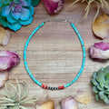 14” Vibrant Choker – Turquoise, Spiny Oyster & Sterling Silver