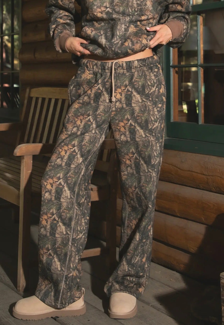Woodland Camo Cloud Fleece Wide Leg Sweatpants| Preorder Closing 10/25