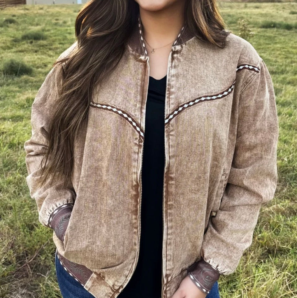 Buckskin Buckstitch Bomber Jacket