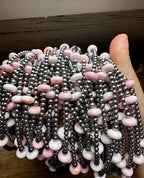 15 Inch Pink Conch Saucer Necklace and Sterling Silver Beads