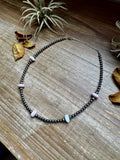 15 Inch Pink Conch Saucer Necklace and Sterling Silver Beads