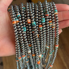 Mixed Turquoise & Spiny Oyster Heishi Necklace – 19”