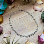 Silver Plated Paperclip Chain Choker – 14” + Extender